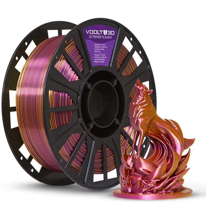 Filamento PLA Duo Color Shadow Dourado com Ametista V-Silk - 1kg