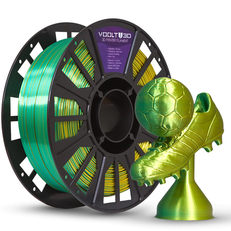 Filamento PLA Duo Color Shadow Dourado com Verde V-Silk - 1kg - comprar online