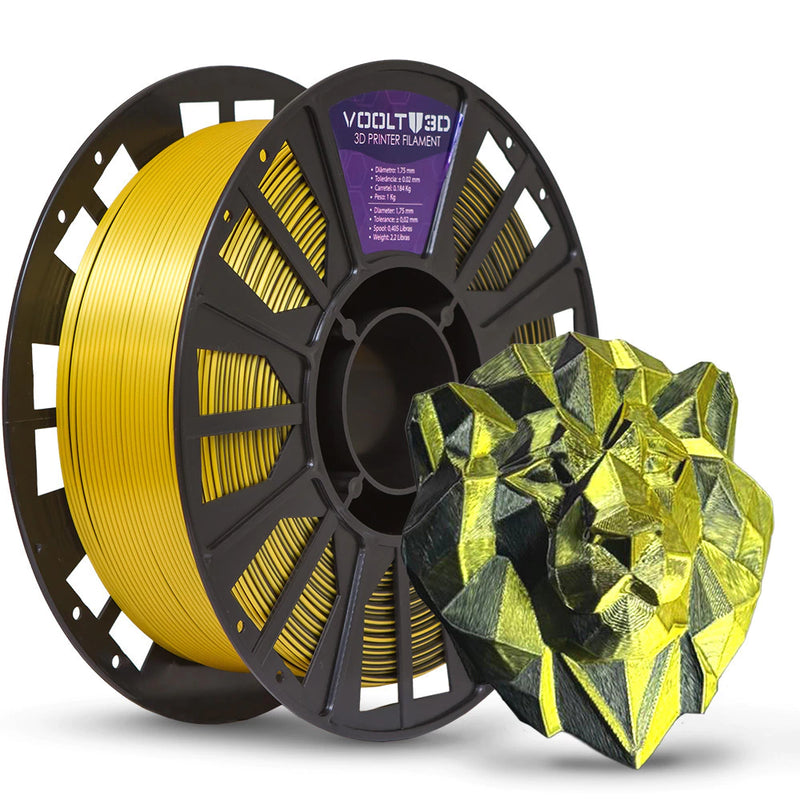 Filamento PLA Duo Color Shadow Dourado com Preto V-Silk - 1kg - comprar online